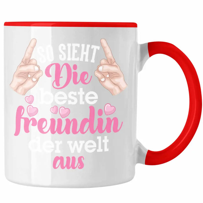 Beste Freundin Tasse Geschenk Kaffeetasse Geschenkidee BFF Allerbeste Freundin Spruch Geburtstag Freundinnen Geschenkidee Rot Trendation