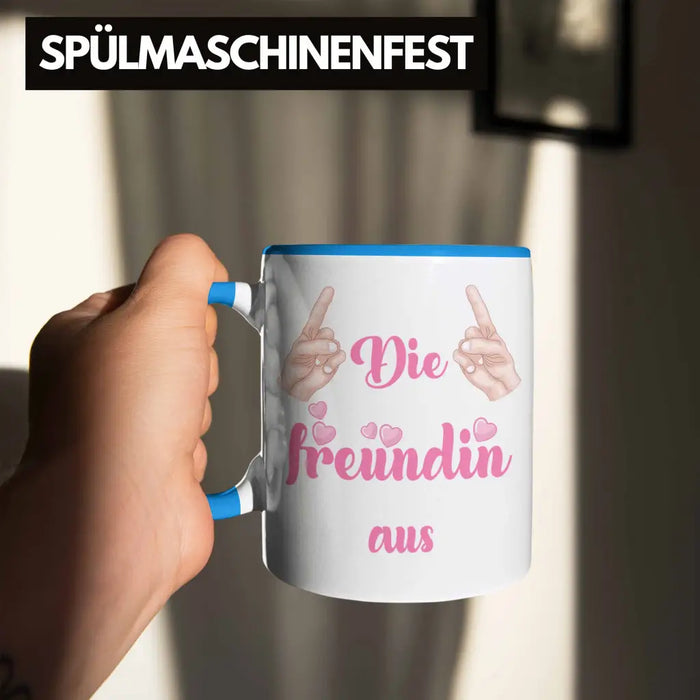 Beste Freundin Tasse Geschenk Kaffeetasse Geschenkidee BFF Allerbeste Freundin Spruch Geburtstag Freundinnen Geschenkidee Blau Trendation