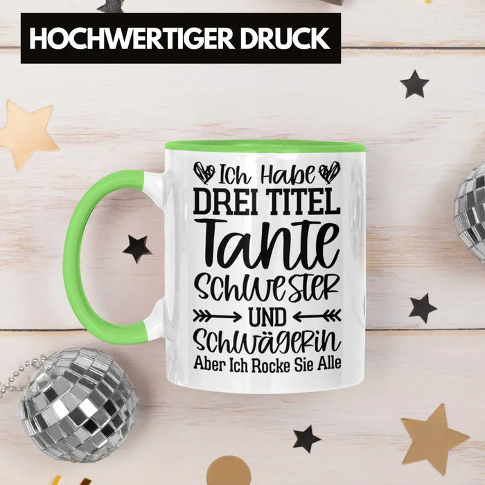 Beste Tante Geschenk Tasse mit Spruch für Tante Weihnachten Lieblings Schwester Tante Schwägerin Grün Trendation