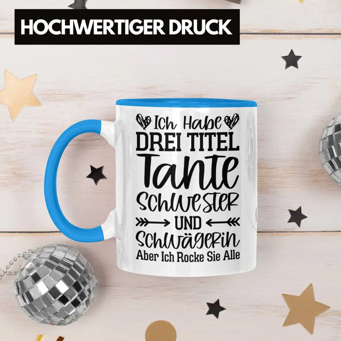 Beste Tante Geschenk Tasse mit Spruch für Tante Weihnachten Lieblings Schwester Tante Schwägerin Blau Trendation