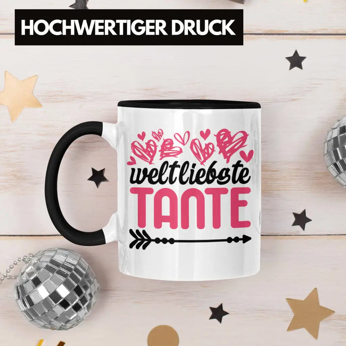 Beste Tante der Welt Geschenk Tasse mit Spruch Kaffeetasse für Weltliebste Tante Trendation