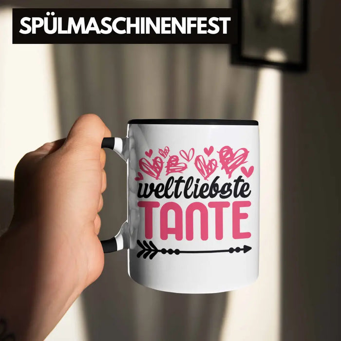 Beste Tante der Welt Geschenk Tasse mit Spruch Kaffeetasse für Weltliebste Tante Trendation