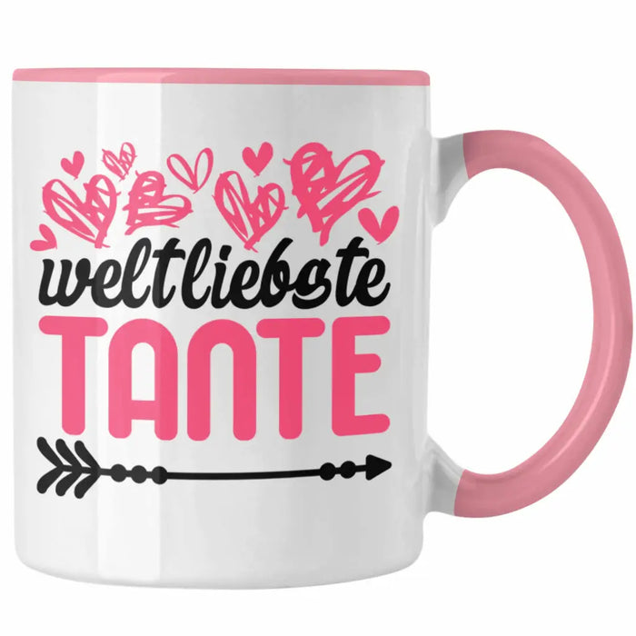 Beste Tante der Welt Geschenk Tasse mit Spruch Kaffeetasse für Weltliebste Tante Rosa Trendation
