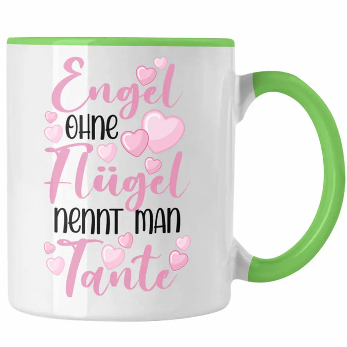 Beste Tante der Welt Geschenk Tasse Spruch für Tante Weihnachten Lieblings Verrückte Tante Coole Geschenkidee Engel Ohne Flügel Grün Trendation