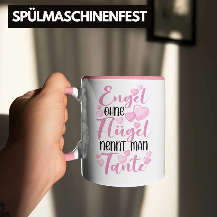 Beste Tante der Welt Geschenk Tasse Spruch für Tante Weihnachten Lieblings Verrückte Tante Coole Geschenkidee Engel Ohne Flügel Rosa Trendation