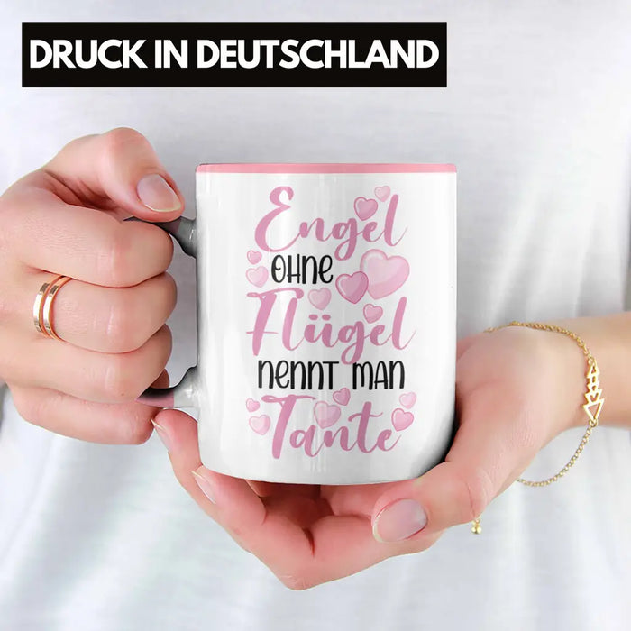 Beste Tante der Welt Geschenk Tasse Spruch für Tante Weihnachten Lieblings Verrückte Tante Coole Geschenkidee Engel Ohne Flügel Rosa Trendation