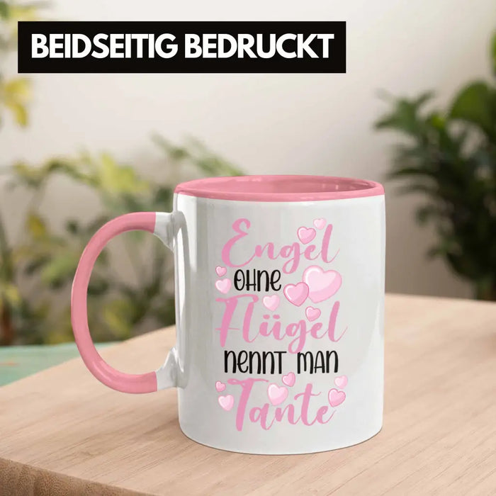 Beste Tante der Welt Geschenk Tasse Spruch für Tante Weihnachten Lieblings Verrückte Tante Coole Geschenkidee Engel Ohne Flügel Rosa Trendation