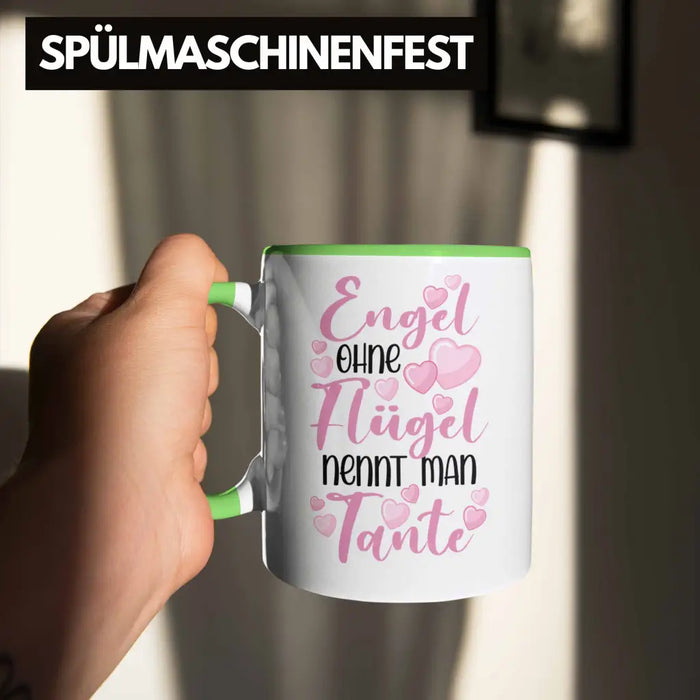 Beste Tante der Welt Geschenk Tasse Spruch für Tante Weihnachten Lieblings Verrückte Tante Coole Geschenkidee Engel Ohne Flügel Grün Trendation