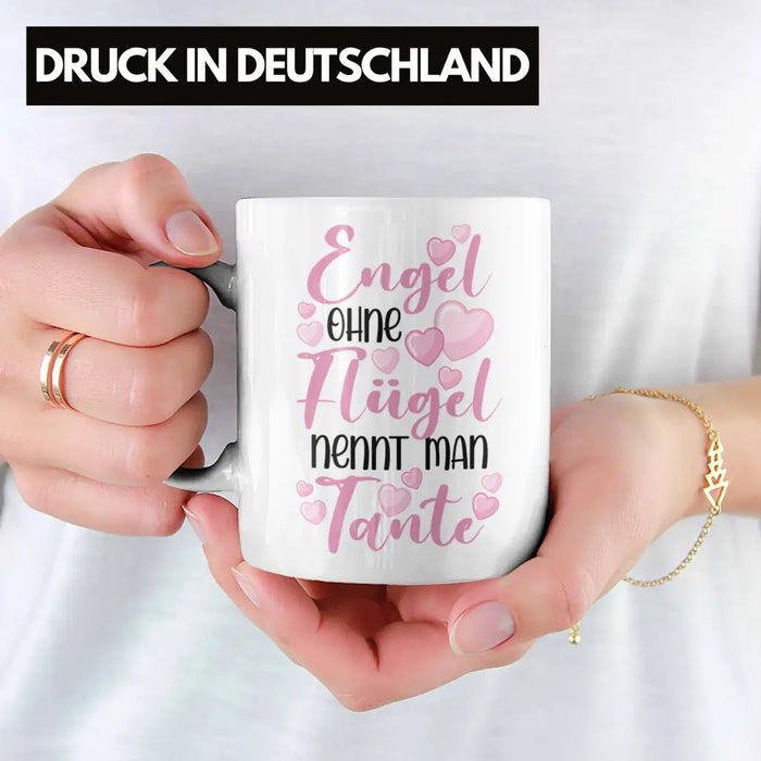 Beste Tante der Welt Geschenk Tasse Spruch für Tante Weihnachten Lieblings Verrückte Tante Coole Geschenkidee Engel Ohne Flügel Weiß Trendation