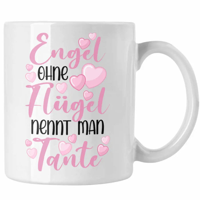 Beste Tante der Welt Geschenk Tasse Spruch für Tante Weihnachten Lieblings Verrückte Tante Coole Geschenkidee Engel Ohne Flügel Weiß Trendation