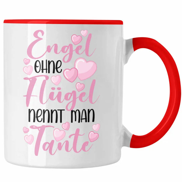 Beste Tante der Welt Geschenk Tasse Spruch für Tante Weihnachten Lieblings Verrückte Tante Coole Geschenkidee Engel Ohne Flügel Rot Trendation