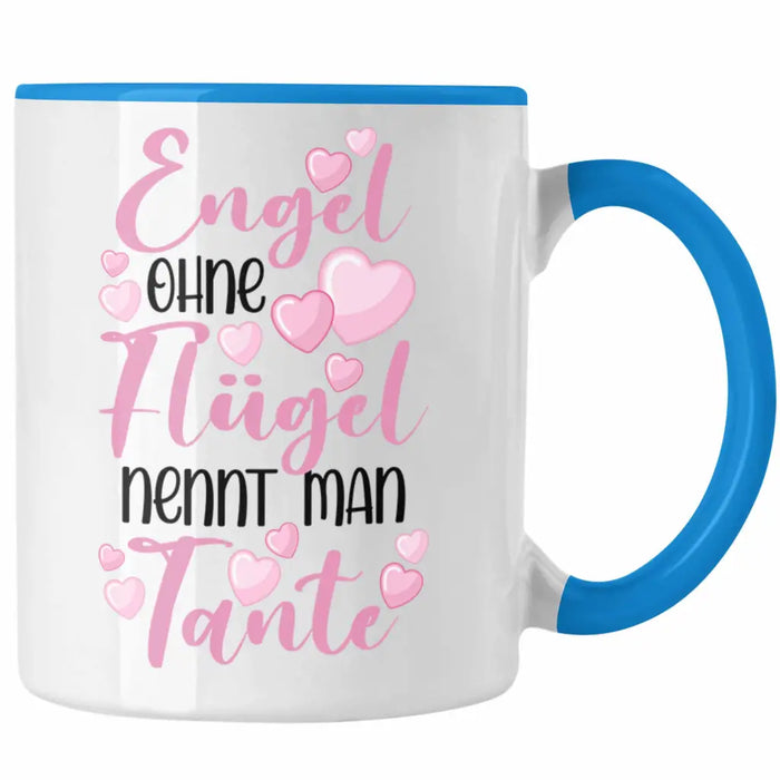 Beste Tante der Welt Geschenk Tasse Spruch für Tante Weihnachten Lieblings Verrückte Tante Coole Geschenkidee Engel Ohne Flügel Blau Trendation