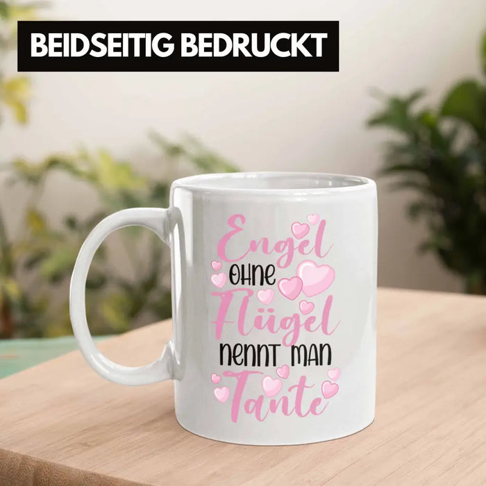 Beste Tante der Welt Geschenk Tasse Spruch für Tante Weihnachten Lieblings Verrückte Tante Coole Geschenkidee Engel Ohne Flügel Weiß Trendation