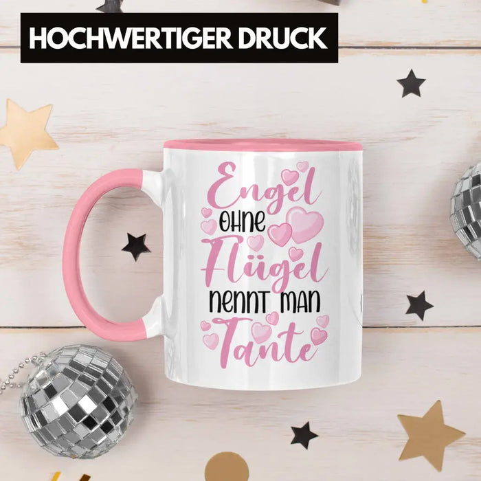 Beste Tante der Welt Geschenk Tasse Spruch für Tante Weihnachten Lieblings Verrückte Tante Coole Geschenkidee Engel Ohne Flügel Rosa Trendation