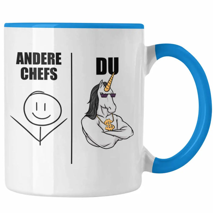 Bester Chef Geschenke Lustig Tasse mit Spruch für Chef Kaffeebecher Weihnachtsgeschenk Blau Trendation
