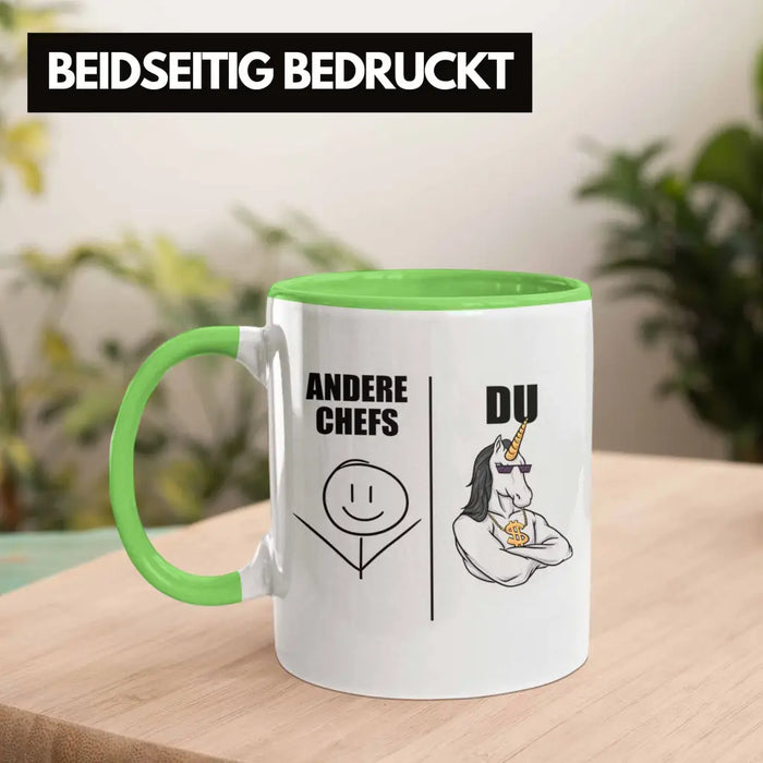 Bester Chef Geschenke Lustig Tasse mit Spruch für Chef Kaffeebecher Weihnachtsgeschenk Grün Trendation