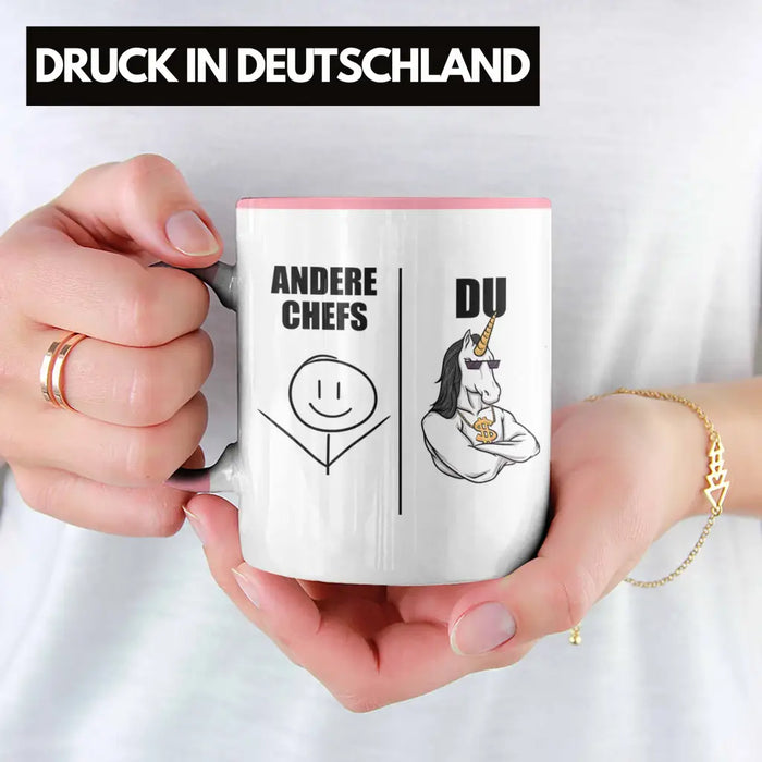 Bester Chef Geschenke Lustig Tasse mit Spruch für Chef Kaffeebecher Weihnachtsgeschenk Rosa Trendation