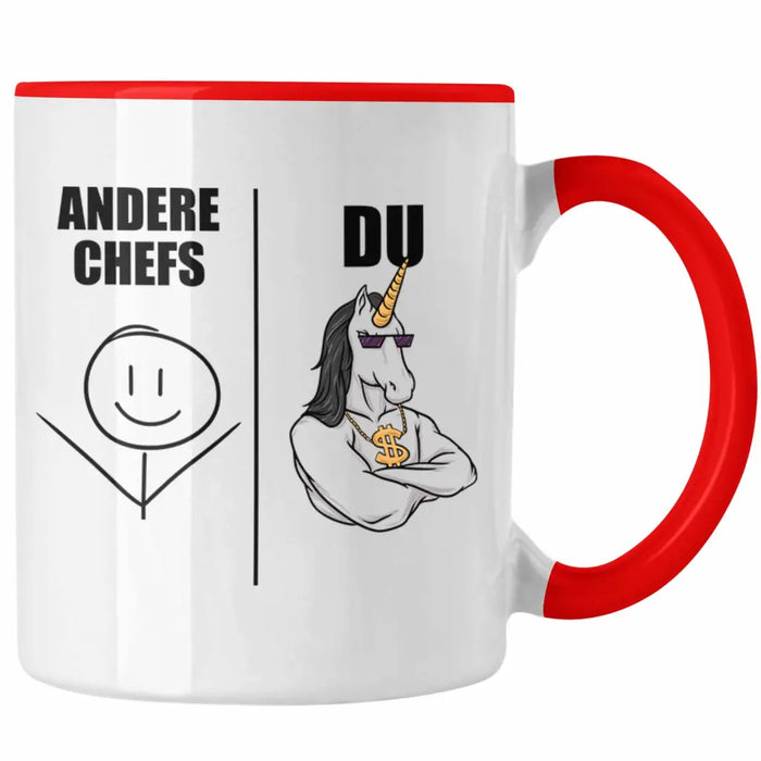 Bester Chef Geschenke Lustig Tasse mit Spruch für Chef Kaffeebecher Weihnachtsgeschenk Rot Trendation