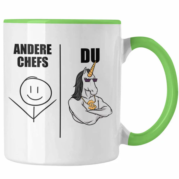 Bester Chef Geschenke Lustig Tasse mit Spruch für Chef Kaffeebecher Weihnachtsgeschenk Grün Trendation
