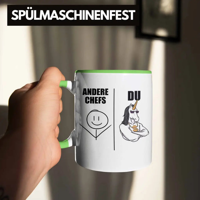Bester Chef Geschenke Lustig Tasse mit Spruch für Chef Kaffeebecher Weihnachtsgeschenk Grün Trendation