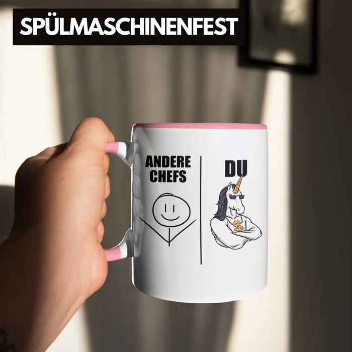 Bester Chef Geschenke Lustig Tasse mit Spruch für Chef Kaffeebecher Weihnachtsgeschenk Rosa Trendation