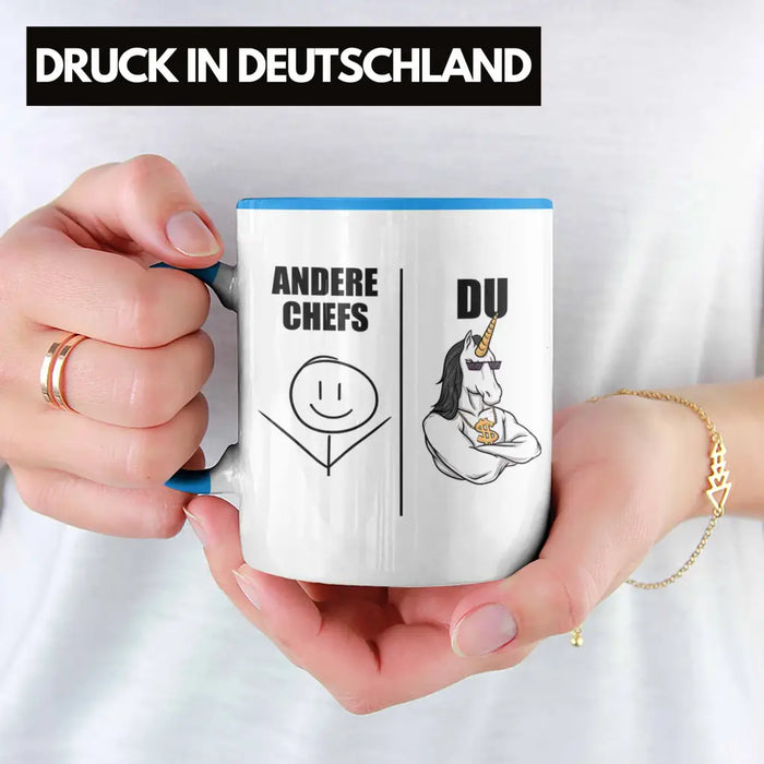 Bester Chef Geschenke Lustig Tasse mit Spruch für Chef Kaffeebecher Weihnachtsgeschenk Blau Trendation