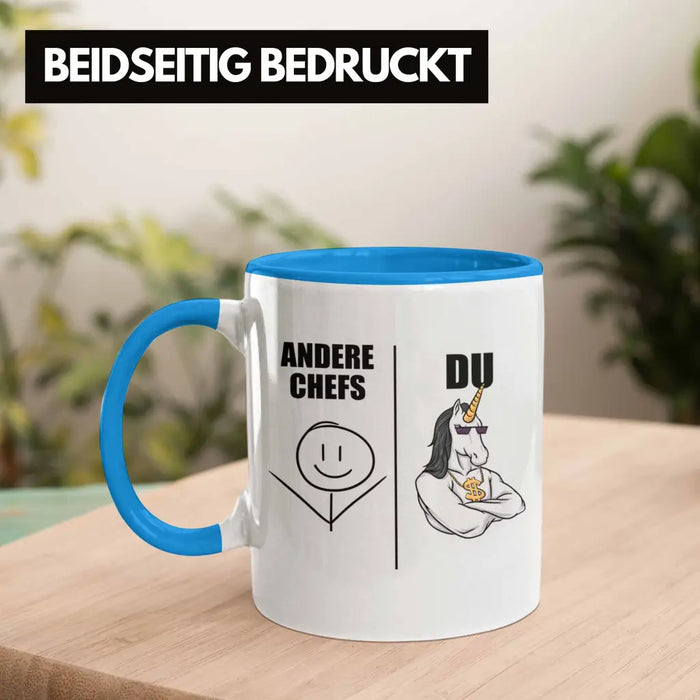 Bester Chef Geschenke Lustig Tasse mit Spruch für Chef Kaffeebecher Weihnachtsgeschenk Blau Trendation