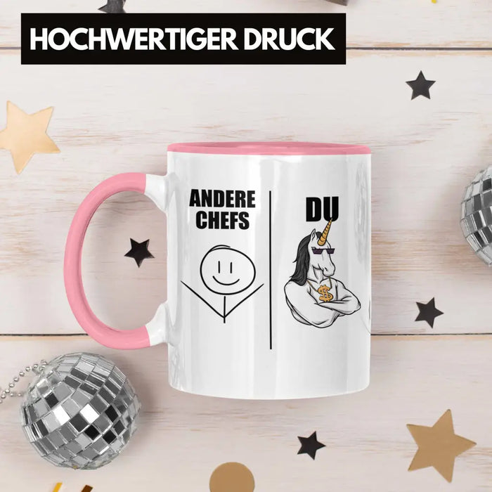 Bester Chef Geschenke Lustig Tasse mit Spruch für Chef Kaffeebecher Weihnachtsgeschenk Rosa Trendation