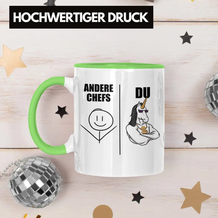 Bester Chef Geschenke Lustig Tasse mit Spruch für Chef Kaffeebecher Weihnachtsgeschenk Grün Trendation