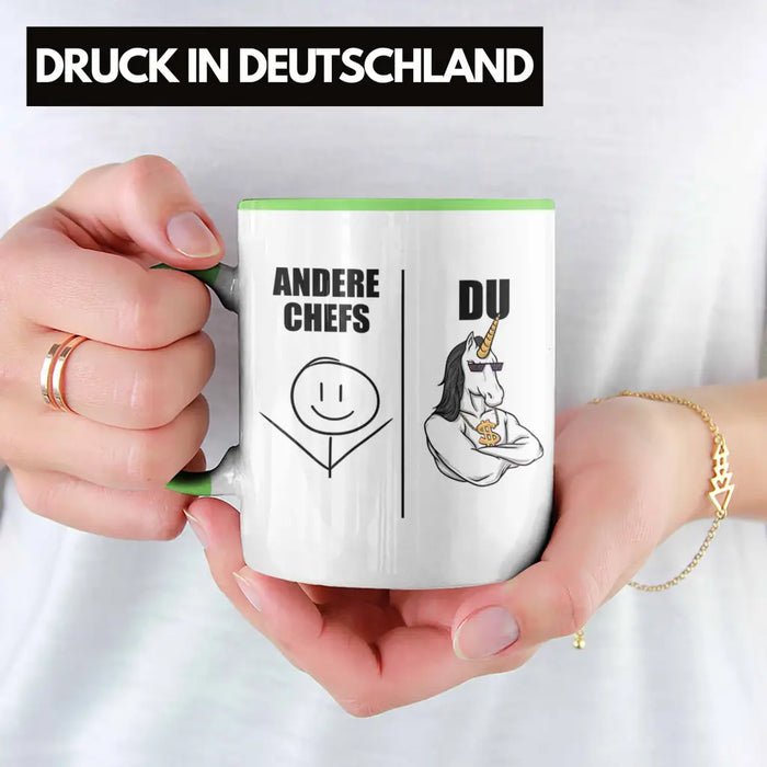 Bester Chef Geschenke Lustig Tasse mit Spruch für Chef Kaffeebecher Weihnachtsgeschenk Grün Trendation