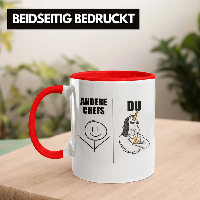 Bester Chef Geschenke Lustig Tasse mit Spruch für Chef Kaffeebecher Weihnachtsgeschenk Rot Trendation