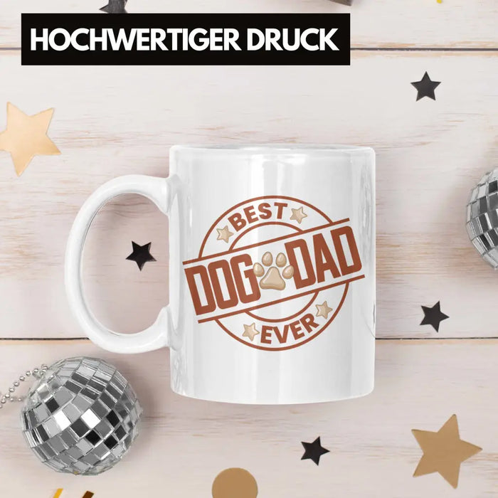 Bester Hundepapa Ever Tasse Hunde Papa Dog Dad Geschenk Geschenkidee Weiß Trendation