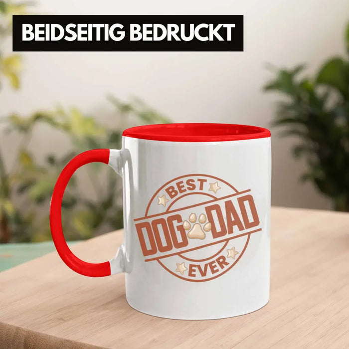 Bester Hundepapa Ever Tasse Hunde Papa Dog Dad Geschenk Geschenkidee Rot Trendation