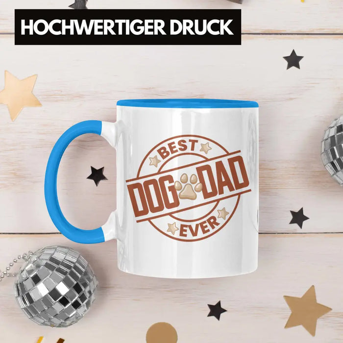 Bester Hundepapa Ever Tasse Hunde Papa Dog Dad Geschenk Geschenkidee Blau Trendation
