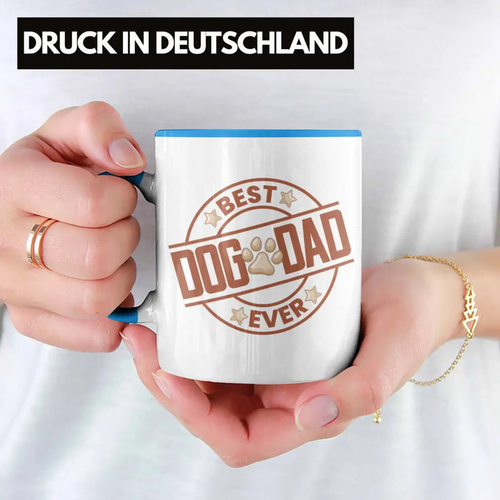Bester Hundepapa Ever Tasse Hunde Papa Dog Dad Geschenk Geschenkidee Blau Trendation