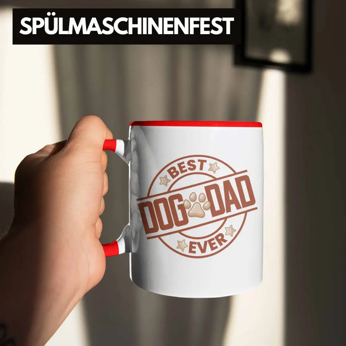 Bester Hundepapa Ever Tasse Hunde Papa Dog Dad Geschenk Geschenkidee Rot Trendation