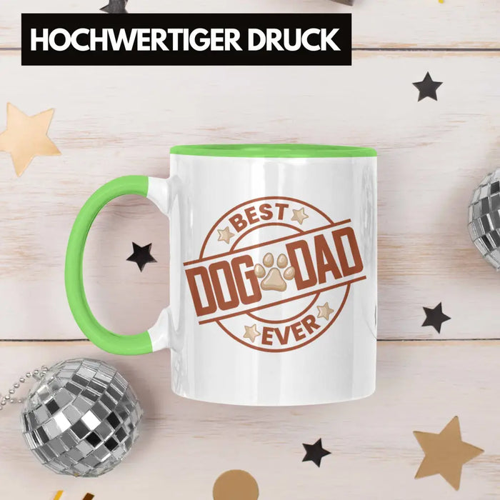 Bester Hundepapa Ever Tasse Hunde Papa Dog Dad Geschenk Geschenkidee Grün Trendation