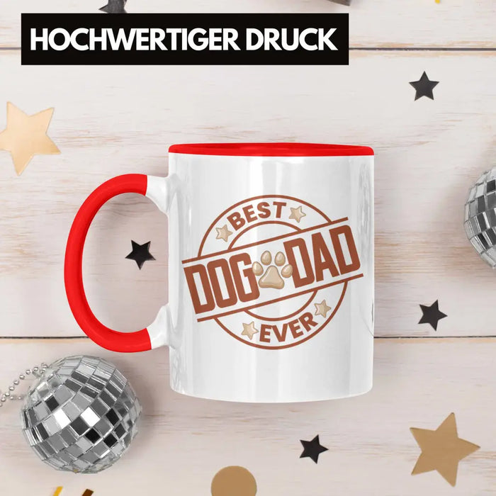 Bester Hundepapa Ever Tasse Hunde Papa Dog Dad Geschenk Geschenkidee Rot Trendation