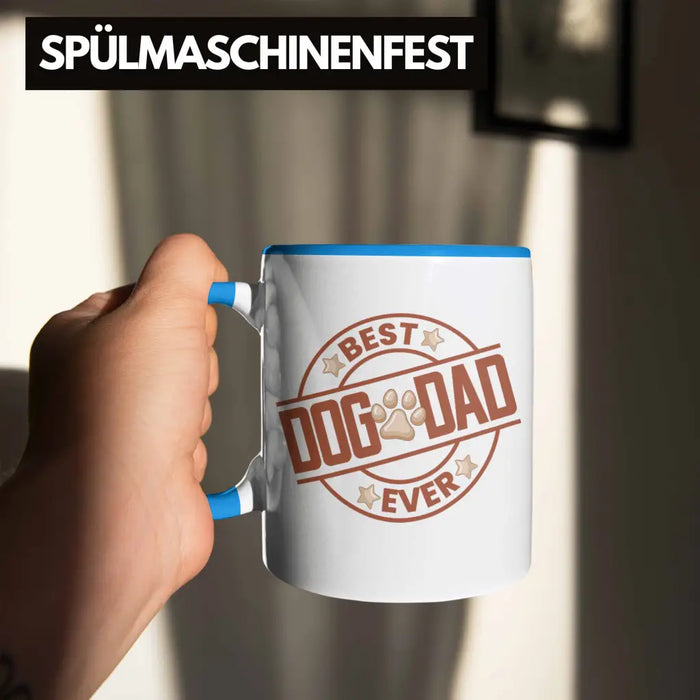 Bester Hundepapa Ever Tasse Hunde Papa Dog Dad Geschenk Geschenkidee Blau Trendation