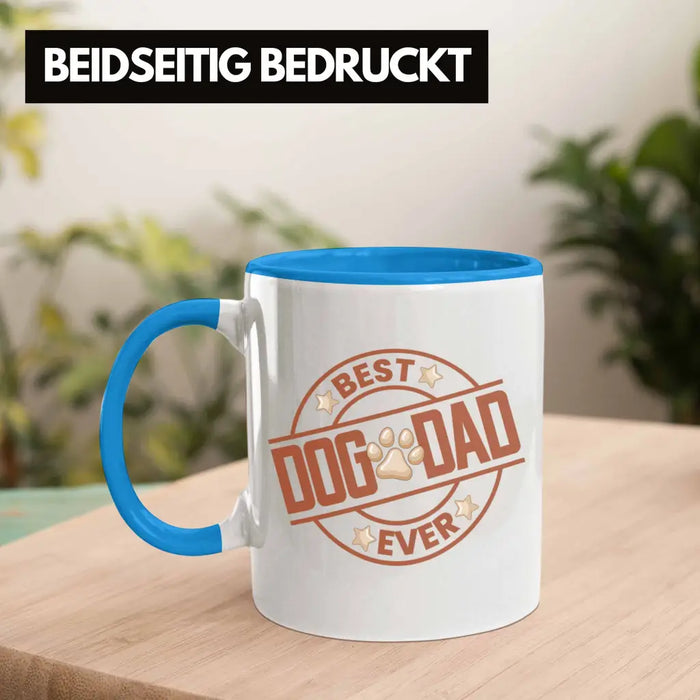 Bester Hundepapa Ever Tasse Hunde Papa Dog Dad Geschenk Geschenkidee Blau Trendation