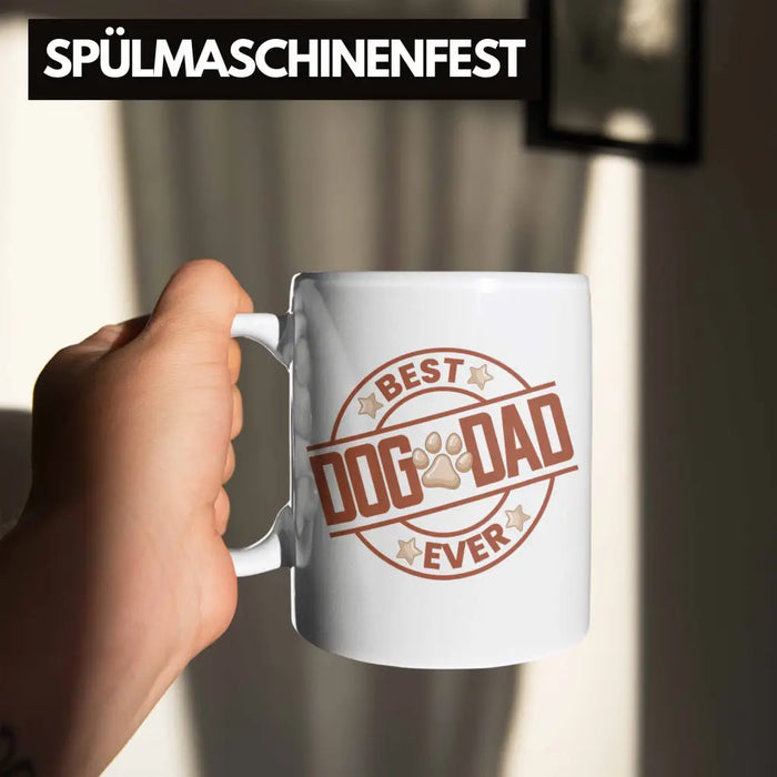 Bester Hundepapa Ever Tasse Hunde Papa Dog Dad Geschenk Geschenkidee Weiß Trendation