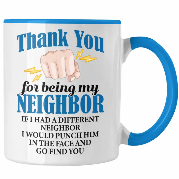 Bester Nachbar Geschenk für Nachbarn Tasse Geschenkidee Beste Nachbarn der Welt Blau Trendation