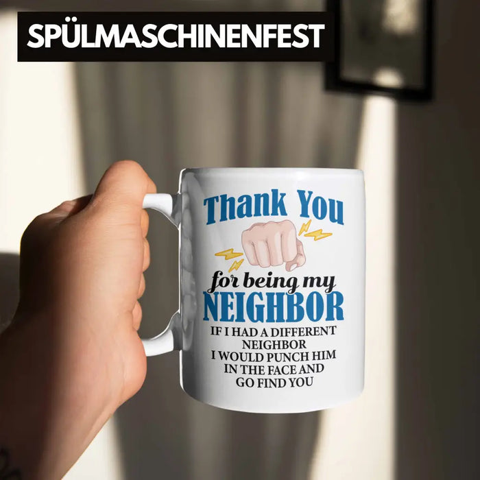 Bester Nachbar Geschenk für Nachbarn Tasse Geschenkidee Beste Nachbarn der Welt Weiß Trendation