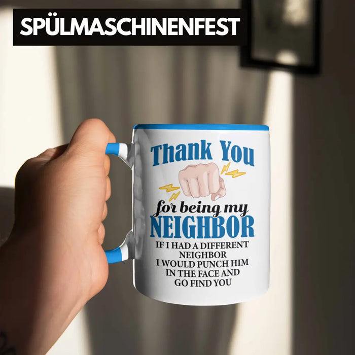 Bester Nachbar Geschenk für Nachbarn Tasse Geschenkidee Beste Nachbarn der Welt Blau Trendation