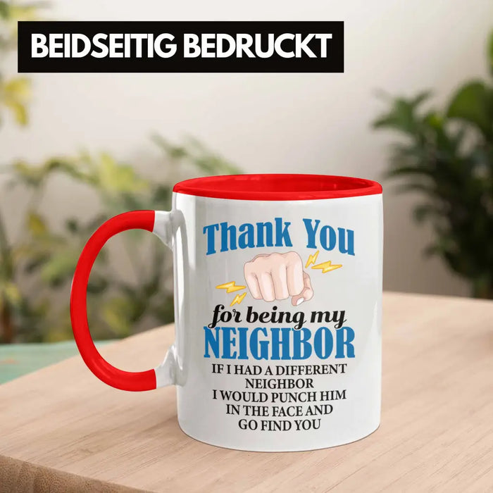 Bester Nachbar Geschenk für Nachbarn Tasse Geschenkidee Beste Nachbarn der Welt Rot Trendation