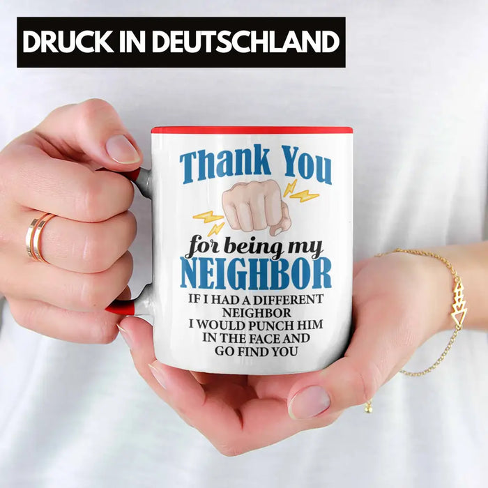 Bester Nachbar Geschenk für Nachbarn Tasse Geschenkidee Beste Nachbarn der Welt Rot Trendation