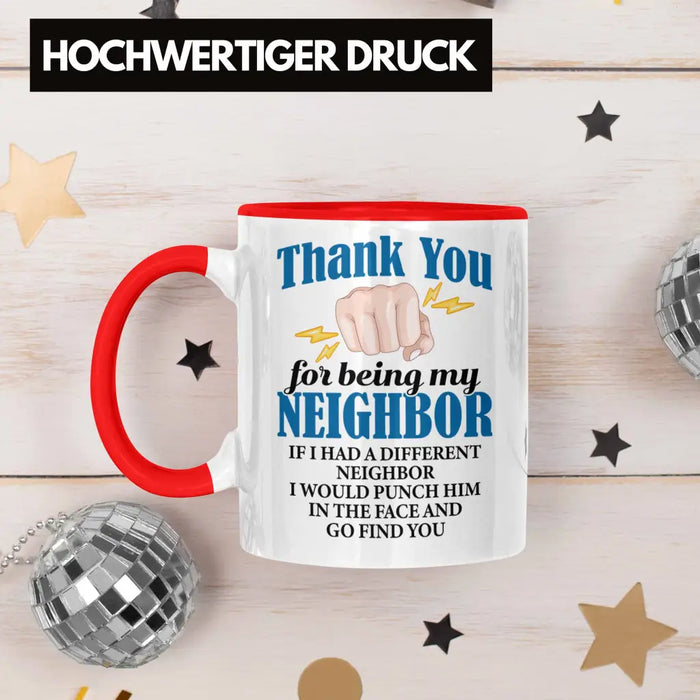 Bester Nachbar Geschenk für Nachbarn Tasse Geschenkidee Beste Nachbarn der Welt Rot Trendation