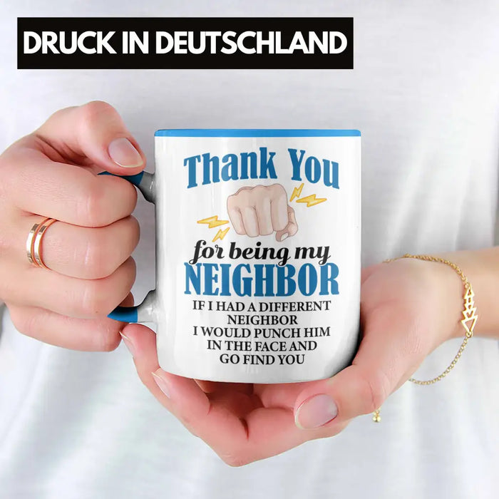 Bester Nachbar Geschenk für Nachbarn Tasse Geschenkidee Beste Nachbarn der Welt Blau Trendation