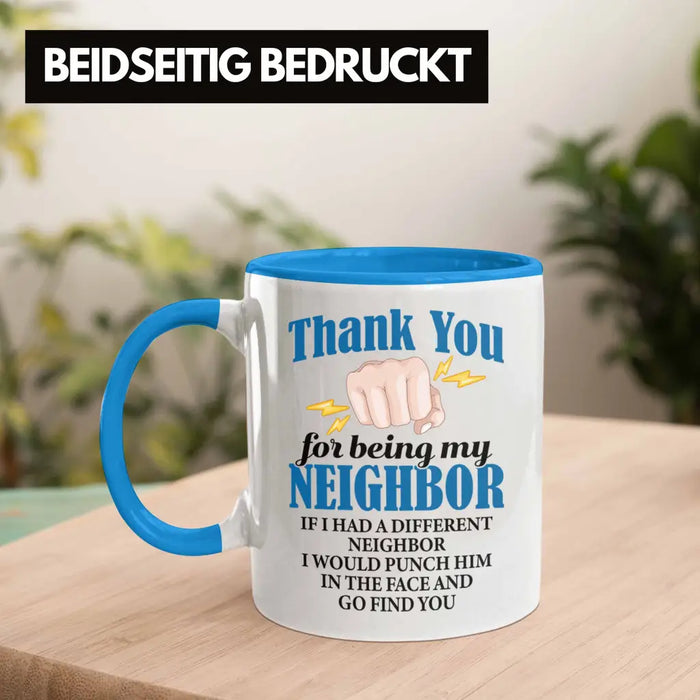 Bester Nachbar Geschenk für Nachbarn Tasse Geschenkidee Beste Nachbarn der Welt Blau Trendation
