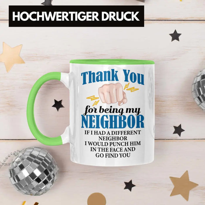 Bester Nachbar Geschenk für Nachbarn Tasse Geschenkidee Beste Nachbarn der Welt Grün Trendation